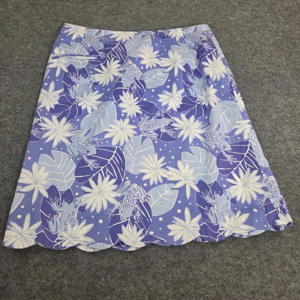 Vintage Lilly Pulitzer White Label Skirt 12 Negresco Serenading Frog Blue